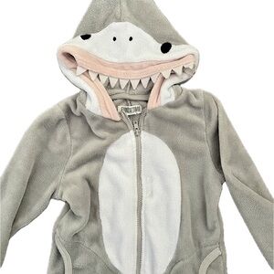 Gray and White Shark Bodysuit with Hood